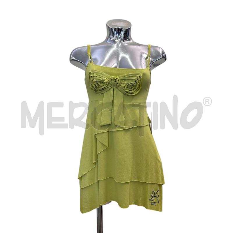 CANOTTA DONNA SCEE BY TWINSET VERDE LIME FIOCCO RILIEVO | Mercatino dell'Usato Molfetta 1