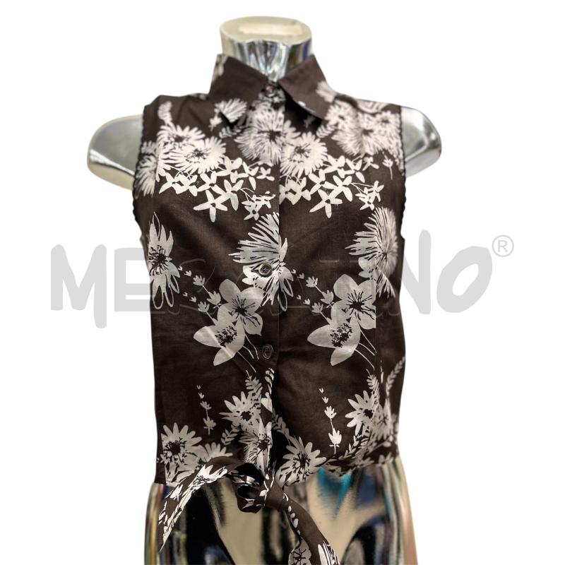 CANOTTA DONNA SPORTMAX MARRONE FIORI BIANCHI | Mercatino dell'Usato Molfetta 1