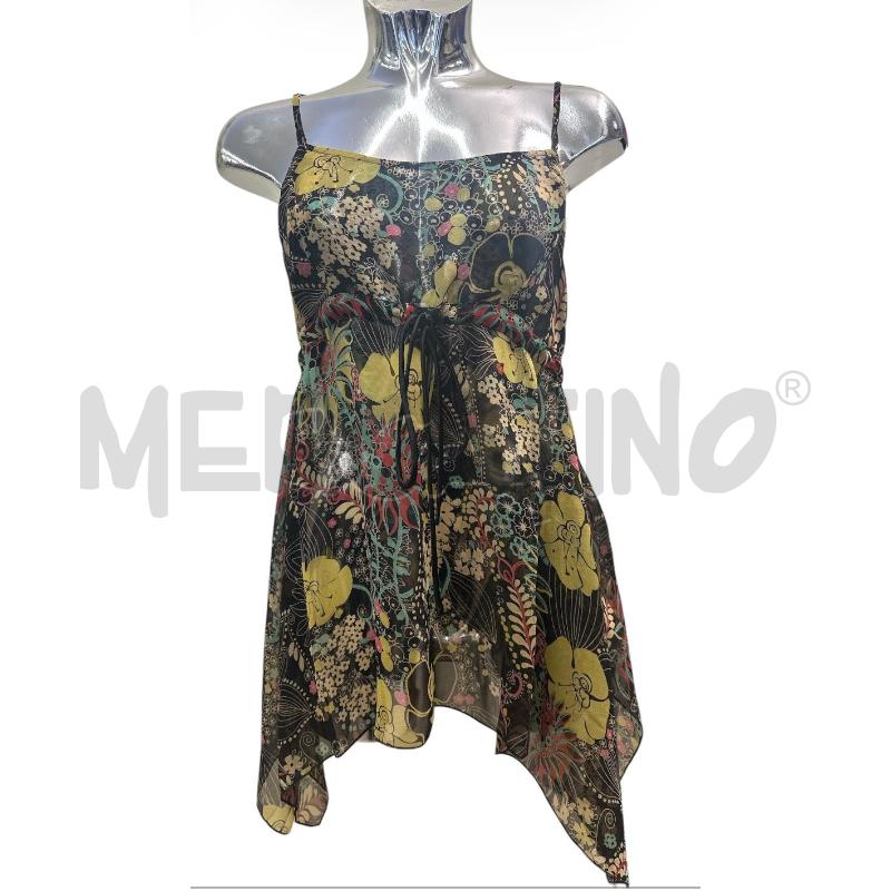 CANOTTA DONNA STELLA FOREST SETA FONDO NERO FIORI GIALLO | Mercatino dell'Usato Molfetta 1