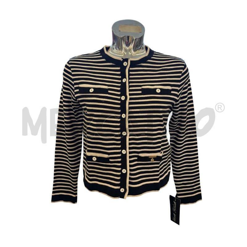 CARDIGAN DONNA ELISABETTA FRANCHI FASCE BEIGE NERO | Mercatino dell'Usato Molfetta 1