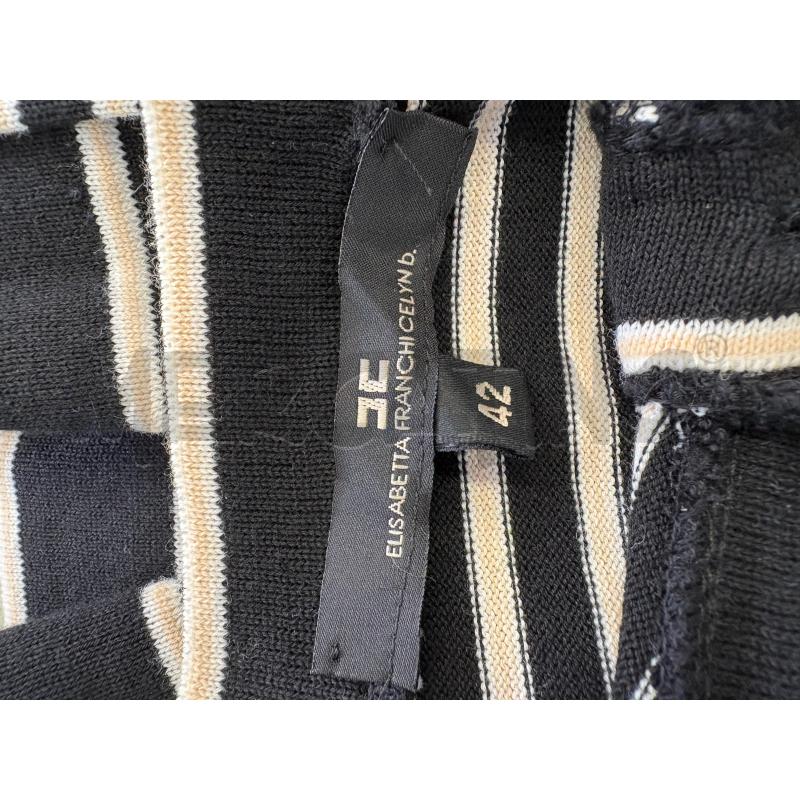 CARDIGAN DONNA ELISABETTA FRANCHI FASCE BEIGE NERO | Mercatino dell'Usato Molfetta 3