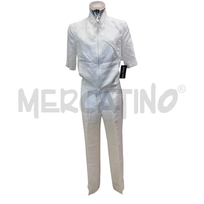 COMPLETO DONNA SPORTMAX LINO ECRU CAMICIA ZIP E PANTALONE | Mercatino dell'Usato Molfetta 1