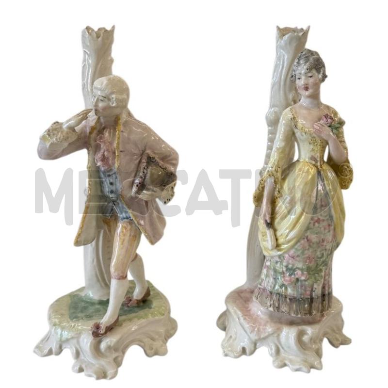 COPPIA DAMA E CAVALIERE  PORTA CANDELA CERAMICA  | Mercatino dell'Usato Molfetta 1