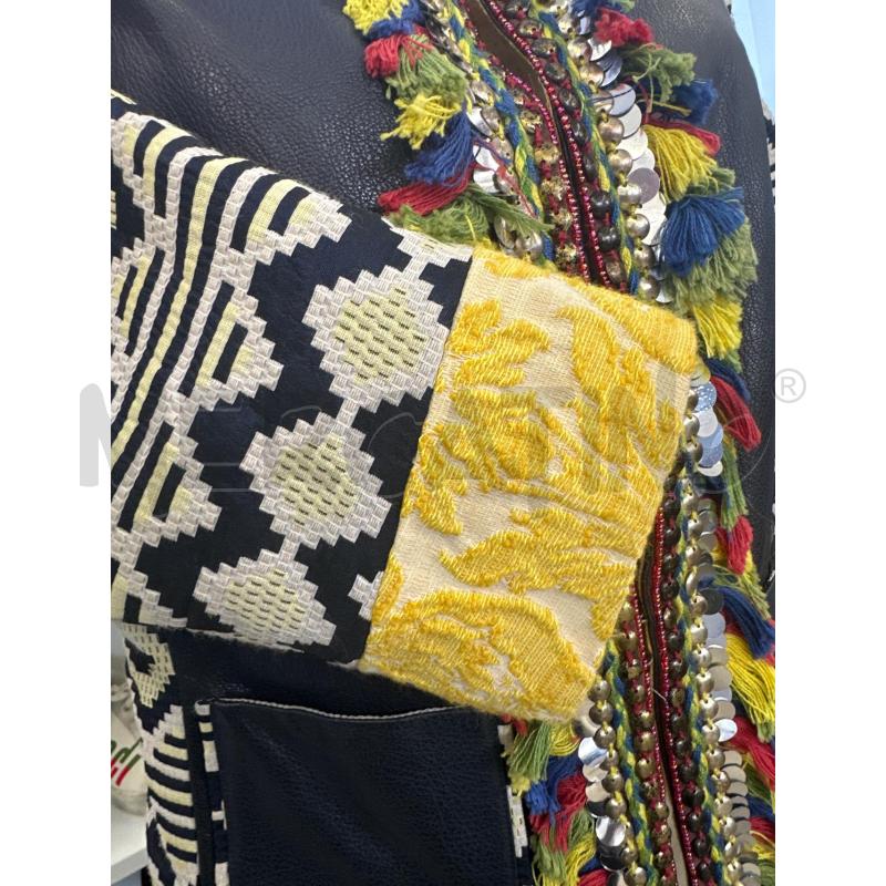 GIACCA DONNA BAZAR DELUXE PELLE PROFILO MOPPINE COLORATE MANICHE NERO GIALLO | Mercatino dell'Usato Molfetta 3