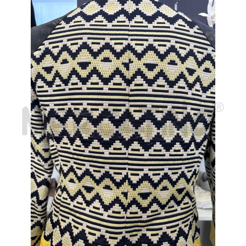 GIACCA DONNA BAZAR DELUXE PELLE PROFILO MOPPINE COLORATE MANICHE NERO GIALLO | Mercatino dell'Usato Molfetta 4