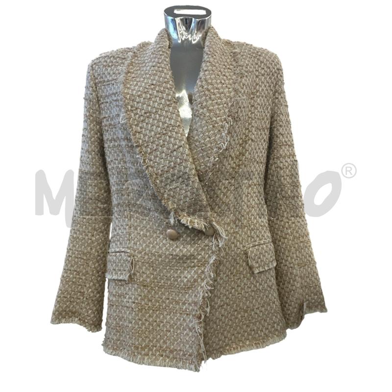 GIACCA DONNA CRISTINA GAVIOLI PANNA BEIGE E LAMINATO | Mercatino dell'Usato Molfetta 1