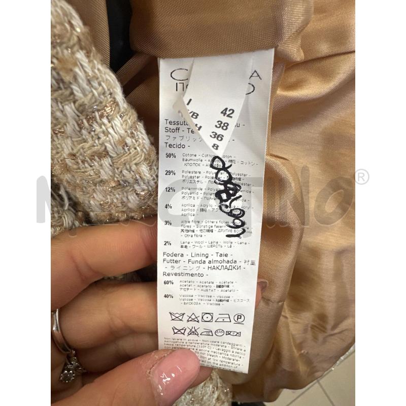 GIACCA DONNA CRISTINA GAVIOLI PANNA BEIGE E LAMINATO | Mercatino dell'Usato Molfetta 4