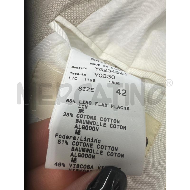 GIACCA DONNA MAURO GRIFONI BEIGE NATURALE LAMINATO MISTO LINO | Mercatino dell'Usato Molfetta 4
