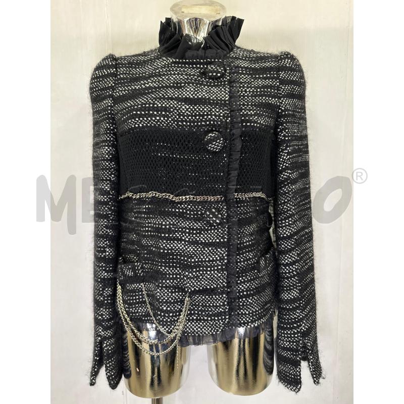 GIACCA DONNA PATRIZIA PEPE NERO  BIANCO INSERTI CATENE | Mercatino dell'Usato Molfetta 1