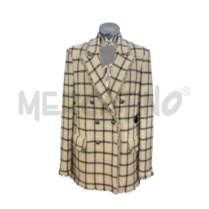 GIACCA DONNA PINKO TWEED QUADRI BIANCO NERO BEIGE DOPPIOPETTO | Mercatino dell'Usato Molfetta 1