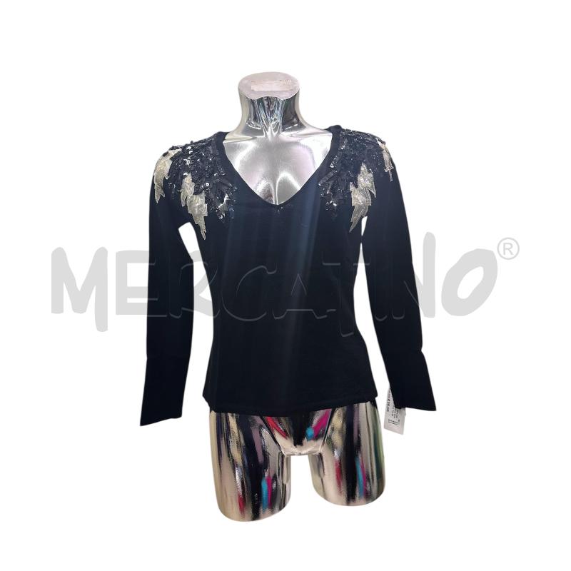 MAGLIA DONNA ANNA MOLINARI NERO FOGLIE PALETTEBIANCO NERO | Mercatino dell'Usato Molfetta 1