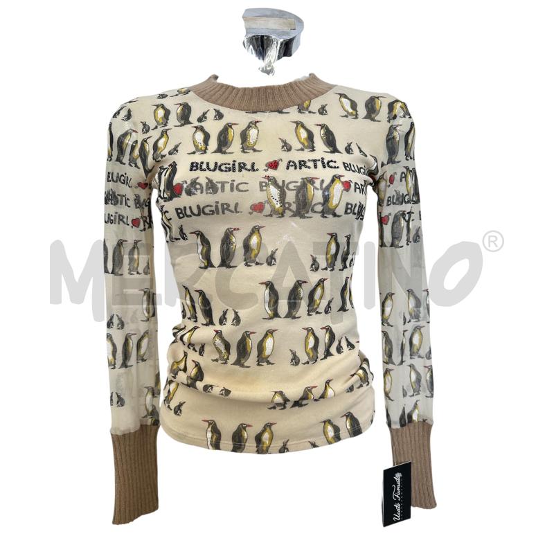 MAGLIA DONNA BLUGIRL PANNA VELATA FANTASIA PINGUINI  | Mercatino dell'Usato Molfetta 1