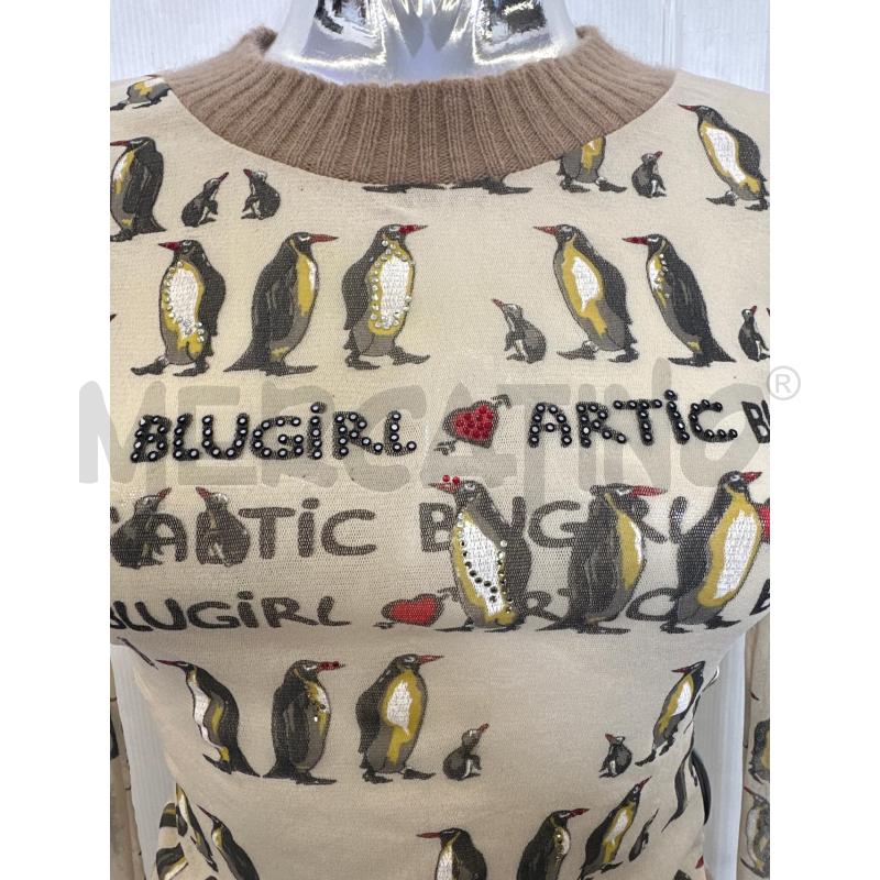 MAGLIA DONNA BLUGIRL PANNA VELATA FANTASIA PINGUINI  | Mercatino dell'Usato Molfetta 2