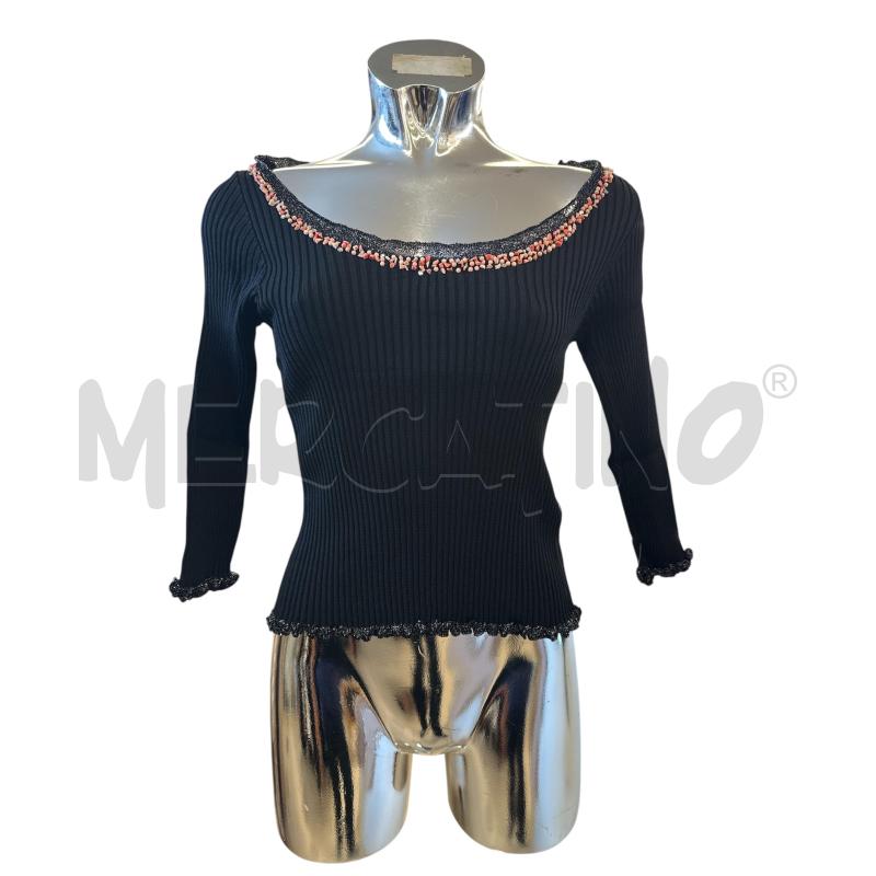MAGLIA DONNA BLUMARINE COSTINE NERO PROFILO CORALLI COLLO | Mercatino dell'Usato Molfetta 1