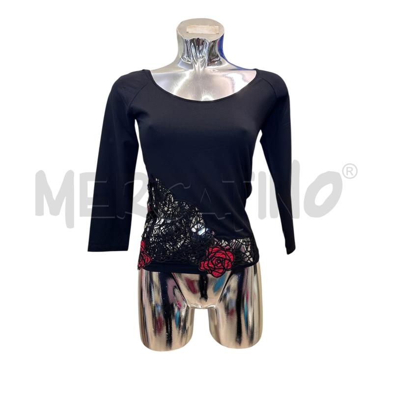 MAGLIA DONNA BLUMARINE NERO ROSE ROSSE | Mercatino dell'Usato Molfetta 1