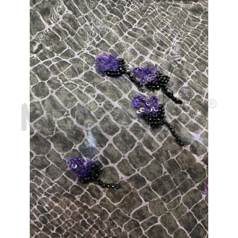 MAGLIA DONNA BLUMARINE PITONATA GRIGIO VILA FIORI VIOLA | Mercatino dell'Usato Molfetta 2