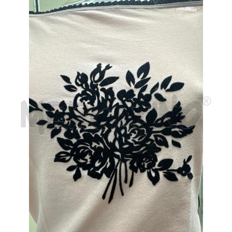 MAGLIA DONNA BLUMARINE ROSA FIORI NERO VELLUTO | Mercatino dell'Usato Molfetta 2