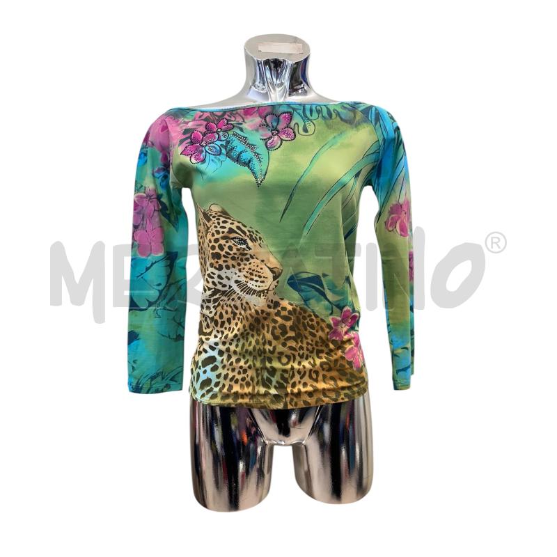 MAGLIA DONNA BLUMARINE VERDE STAMPA TIGRE | Mercatino dell'Usato Molfetta 1