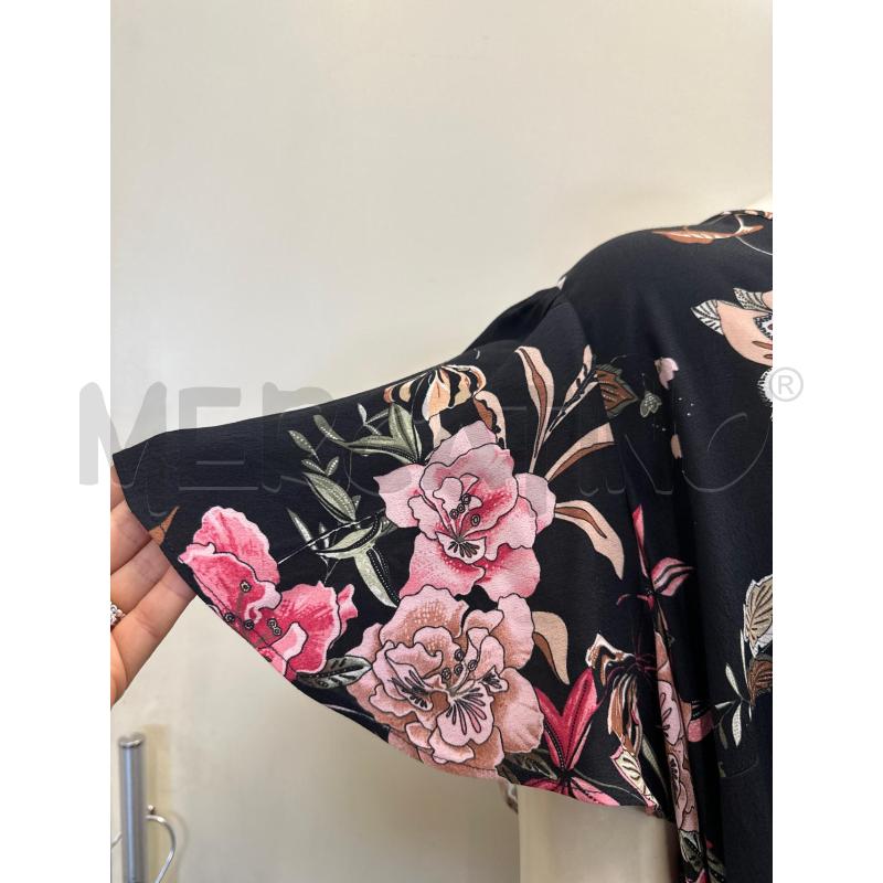 MAGLIA DONNA LUISA VIOLA NERO FIORI ROSA | Mercatino dell'Usato Molfetta 2