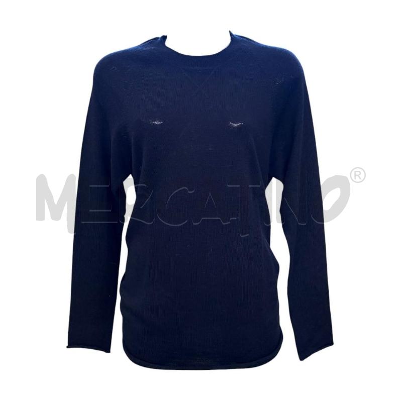 MAGLIONE DONNA MAURO GRIFONI MERINOS BLU GIROCOLLO | Mercatino dell'Usato Molfetta 1