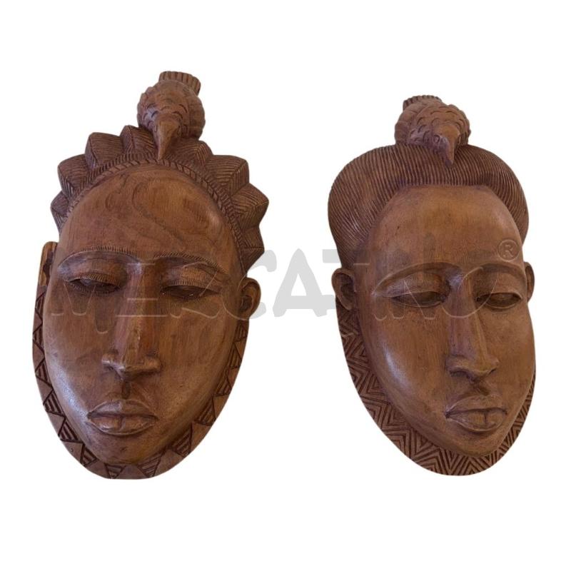 MASCHERONE DONNA + UOMO LEGNO AFRO H.42 CM | Mercatino dell'Usato Molfetta 1