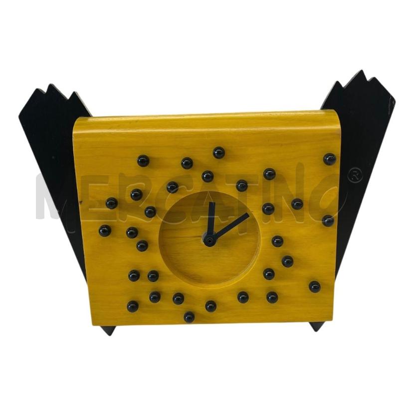 OROLOGIO DA TAVOLO DESIGN LEGNO GIALLO NERO LEGNOMAGIA ANNI 80   | Mercatino dell'Usato Molfetta 1