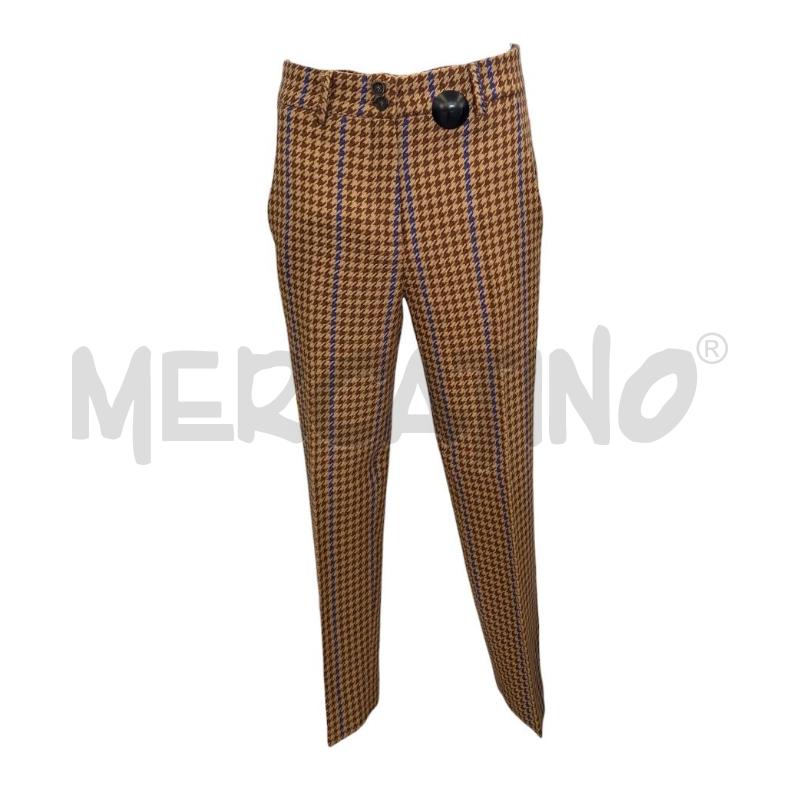 PANTALONE DONNA ALYSI PIED DE POULE BEIGE BLU | Mercatino dell'Usato Molfetta 1