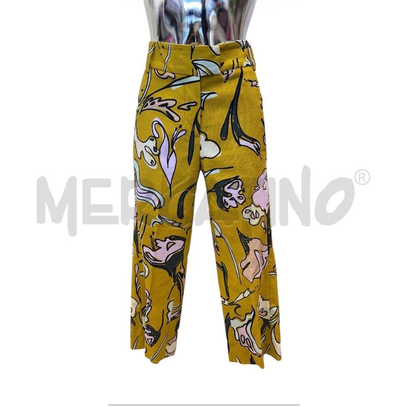 PANTALONE DONNA ALYSI SENAPE FIORI ROSA VERDE | Mercatino dell'Usato Molfetta 1
