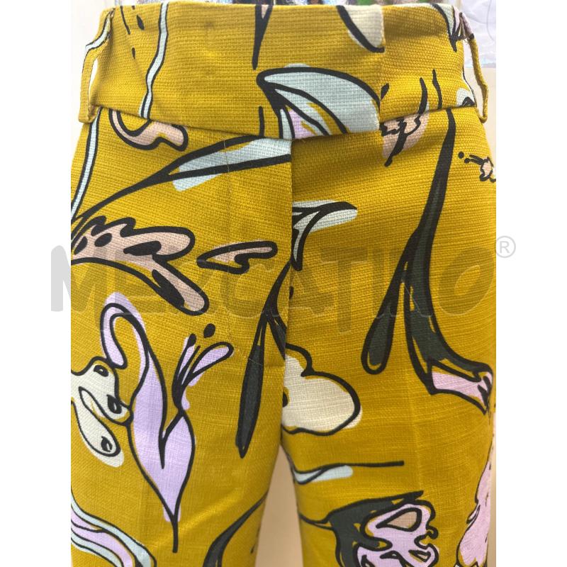 PANTALONE DONNA ALYSI SENAPE FIORI ROSA VERDE | Mercatino dell'Usato Molfetta 2