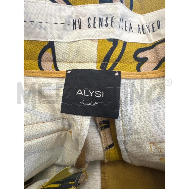 PANTALONE DONNA ALYSI SENAPE FIORI ROSA VERDE | Mercatino dell'Usato Molfetta 4