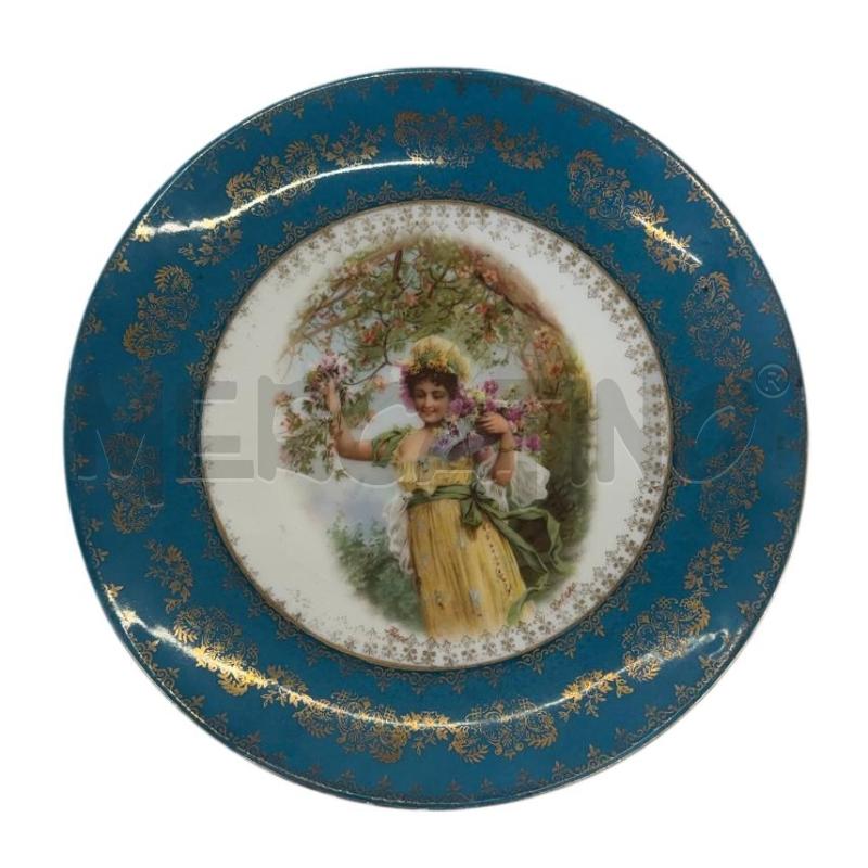 PIATTO CERAMICA D'EPOCA VICTORIA AUSTRIA DAMA CON FIORI | Mercatino dell'Usato Molfetta 1