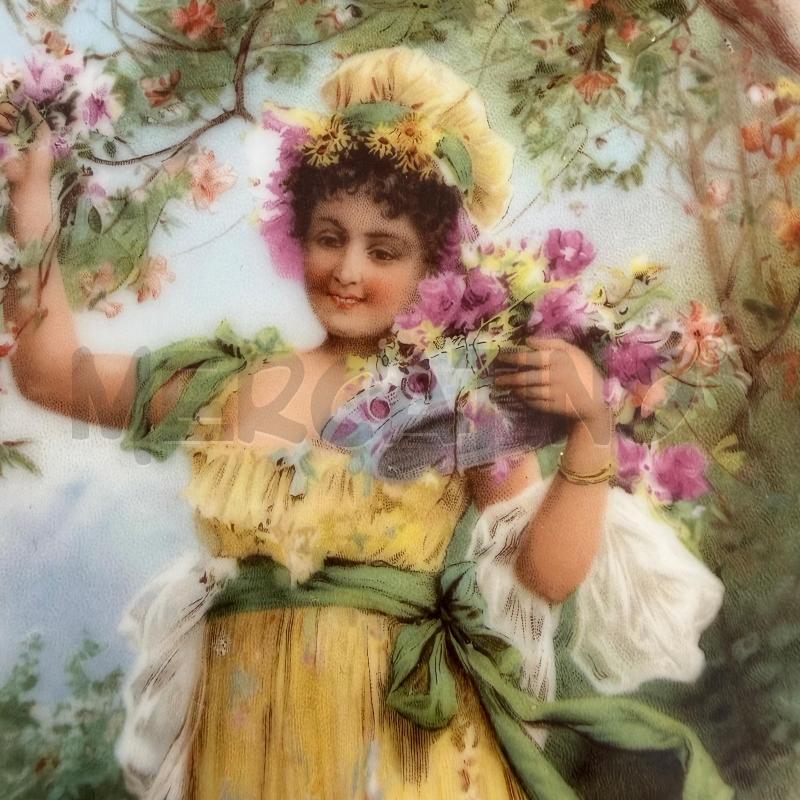 PIATTO CERAMICA D'EPOCA VICTORIA AUSTRIA DAMA CON FIORI | Mercatino dell'Usato Molfetta 3