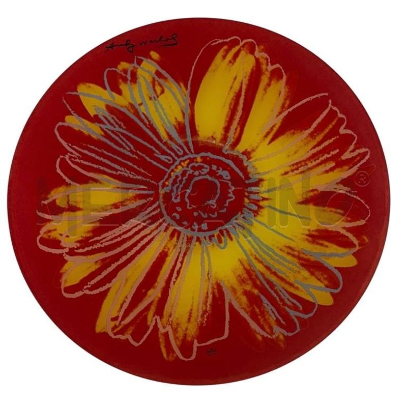 PIATTO ROSENTHAL FIRMA ANDY WARHOL VETRO ROSSO FIORE GIALLO | Mercatino dell'Usato Molfetta 1