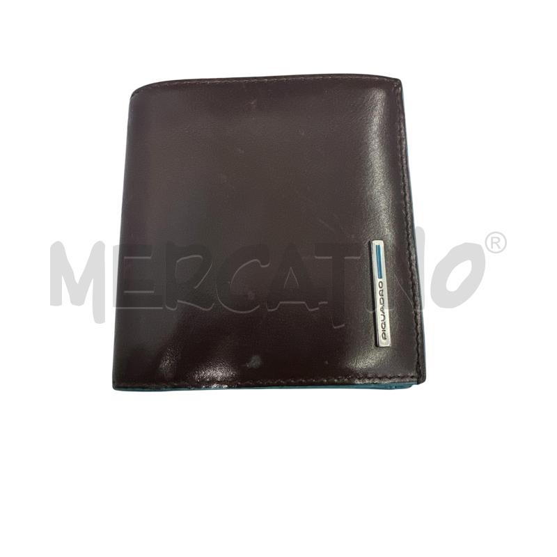 PORTA FOGLIO PELLE PIQUADRO MARRONE PROFILO CELESTE | Mercatino dell'Usato Molfetta 1
