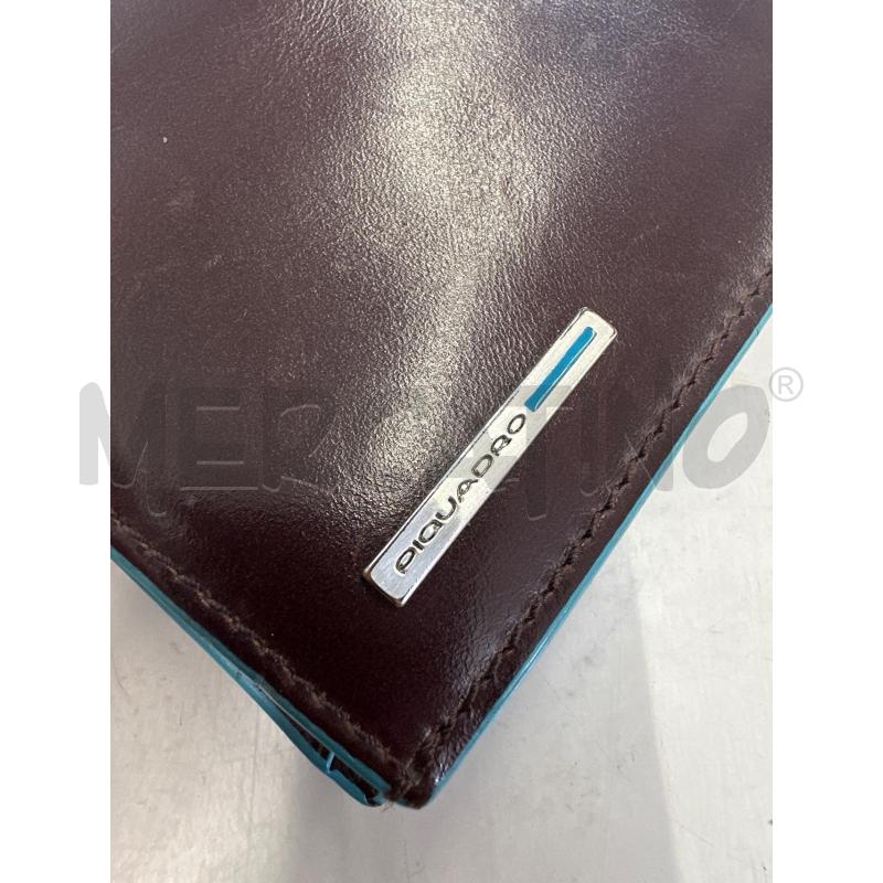 PORTA FOGLIO PELLE PIQUADRO MARRONE PROFILO CELESTE | Mercatino dell'Usato Molfetta 3
