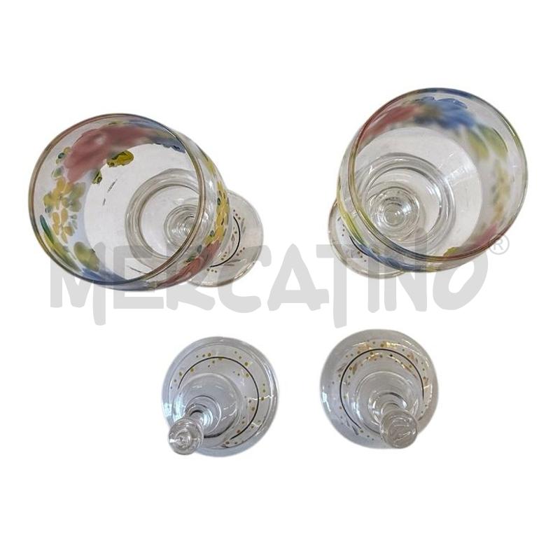 POTICHE VASETTI 2PZ VETRO LIBERTY FIORI SMALTATI TAPPO PUNTA  | Mercatino dell'Usato Molfetta 2