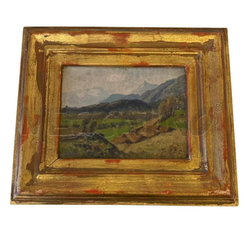 QUADRETTO DIPINTO SU CARTONE FIRMATO R. LEONE PAESAGGIO MONTAGNE | Mercatino dell'Usato Molfetta 1