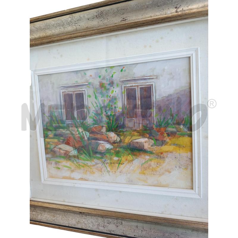 QUADRO FERRERO TEMPERA SU TELA FINESTRE MASSI CON ERBA  | Mercatino dell'Usato Molfetta 2