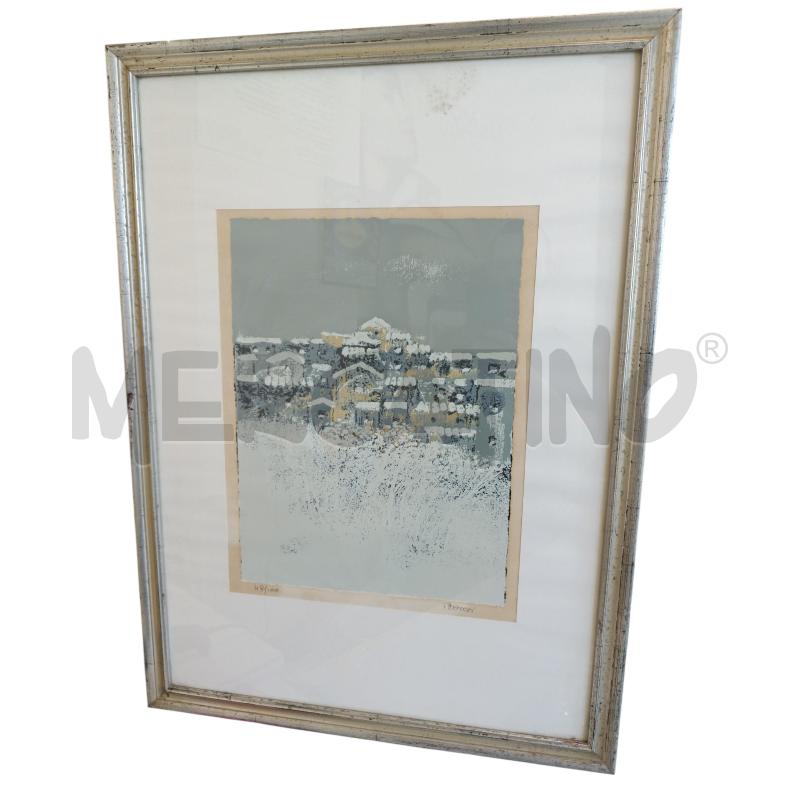 QUADRO MANLIO BACOSI PAESAGGIO INNEVATO TEMPERA SU CARTA  | Mercatino dell'Usato Molfetta 1
