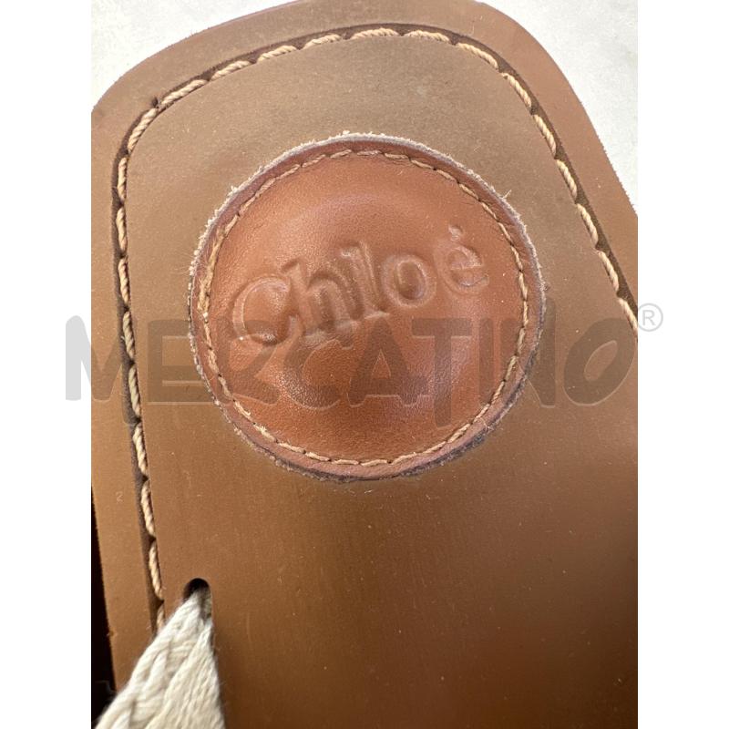 SANDALI DONNA CHLOÈ WOODY TELA BIANCO MARRONE | Mercatino dell'Usato Molfetta 4