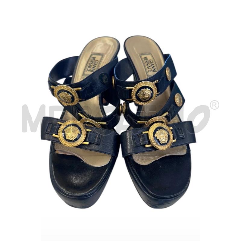 SANDALI DONNA GIANNI VERSACE NERO MEDUSE DORATE | Mercatino dell'Usato Molfetta 1