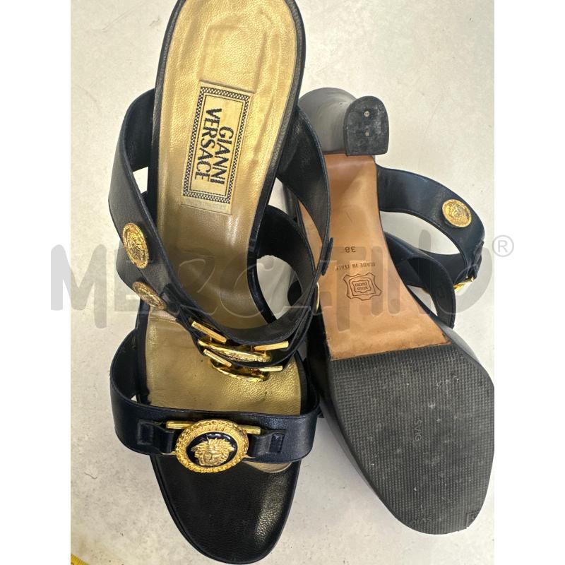SANDALI DONNA GIANNI VERSACE NERO MEDUSE DORATE | Mercatino dell'Usato Molfetta 4