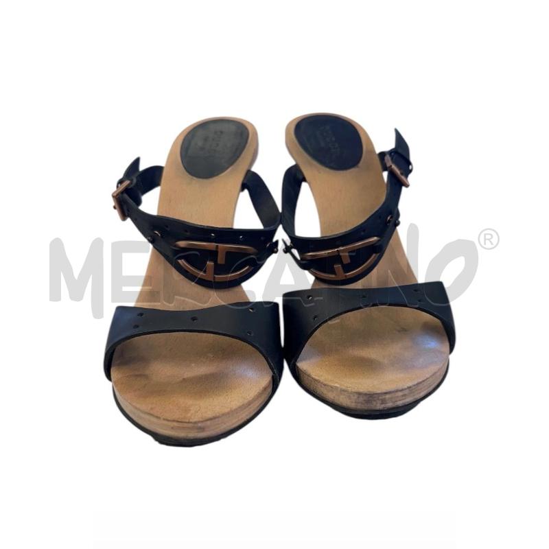 SANDALI DONNA GUCCI NERO LEGNO | Mercatino dell'Usato Molfetta 1