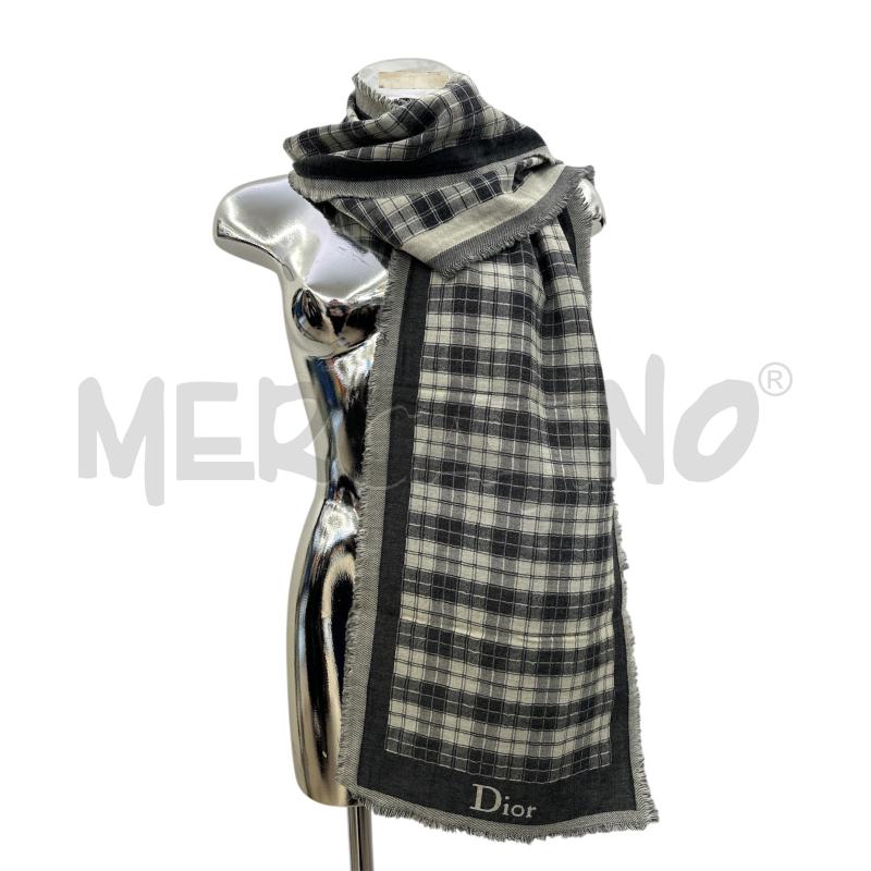 SCIARPA DIOR TARTAN PANNA E GRIGIO | Mercatino dell'Usato Molfetta 1