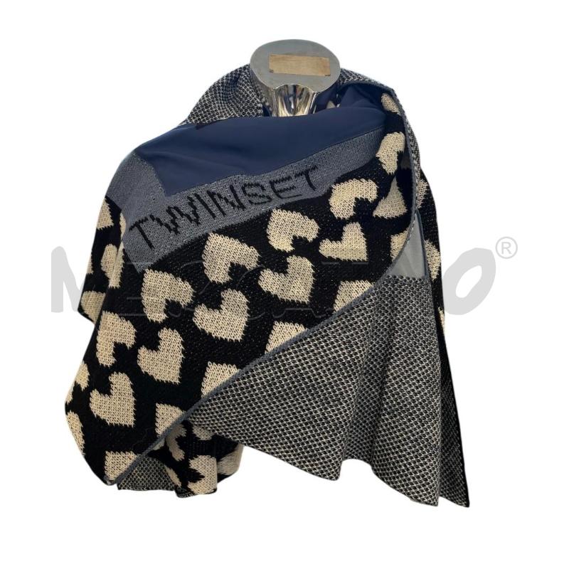 SCIARPA DONNA TWINSET NERO CUORI BIANCHI PROFILO AVION | Mercatino dell'Usato Molfetta 1