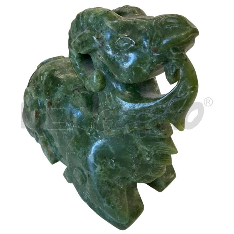 SCULTURA GIADA ARIETE SEDUTO SU BASE LEGNO | Mercatino dell'Usato Molfetta 4
