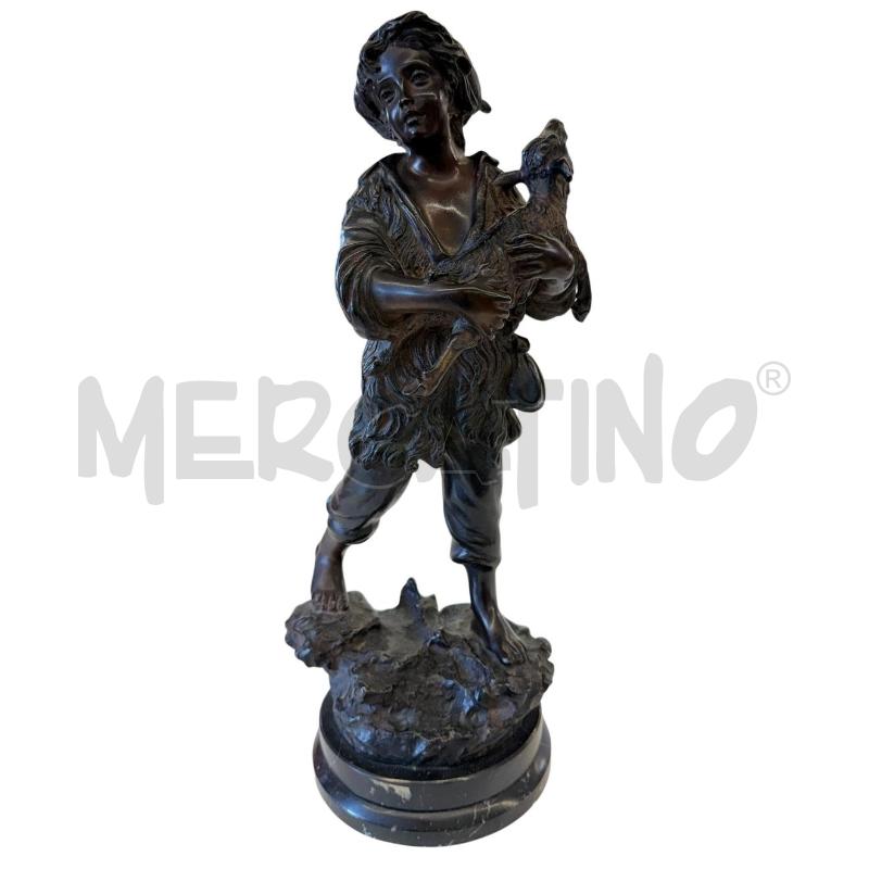 SCULTURA PASTORELLO BRONZO FIRMA HUNT | Mercatino dell'Usato Molfetta 1