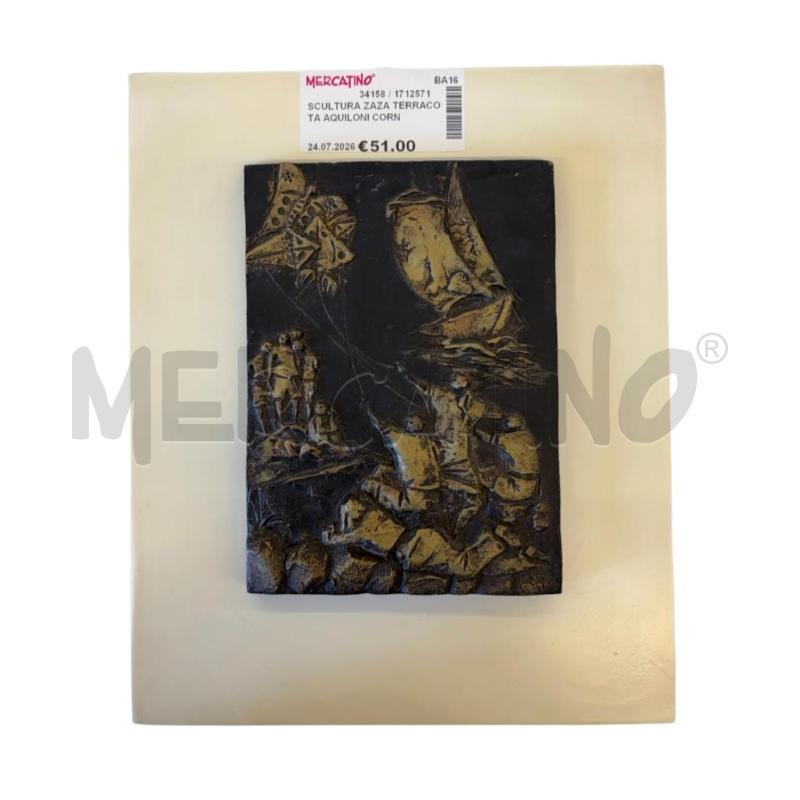 SCULTURA ZAZA TERRACOTA AQUILONI CORN LEGNO BIANCO  | Mercatino dell'Usato Molfetta 1