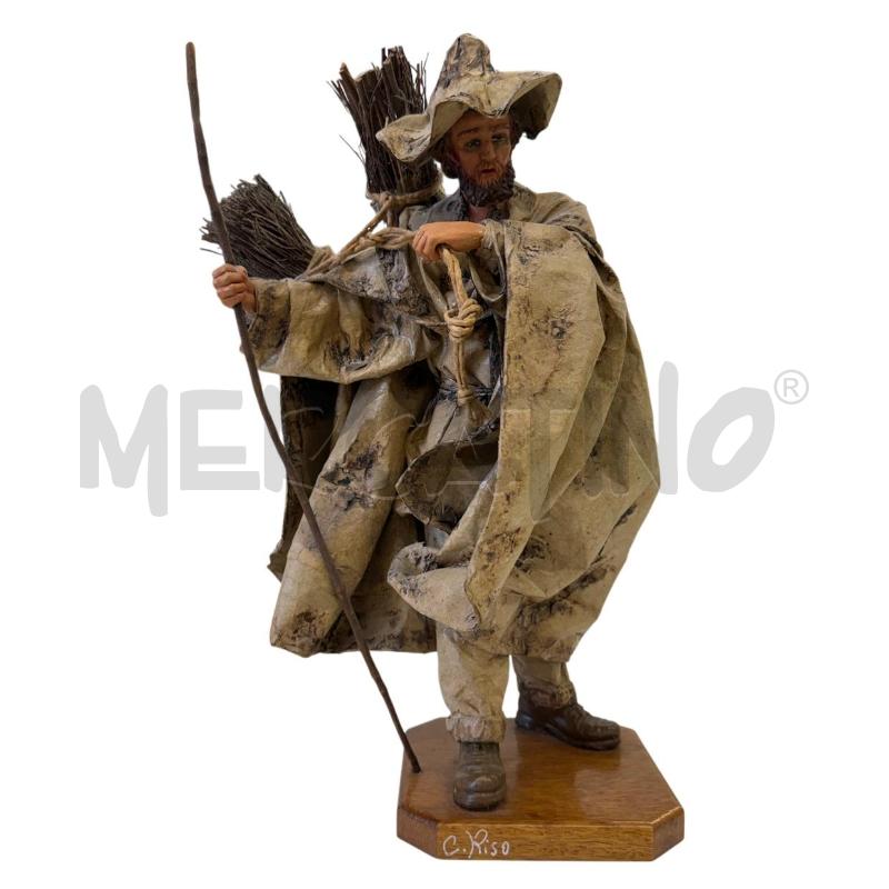 STATUA CARTAPESTA TERRACOTTA CLAUDIO RISO ANZIANO CON REMETTI  | Mercatino dell'Usato Molfetta 1