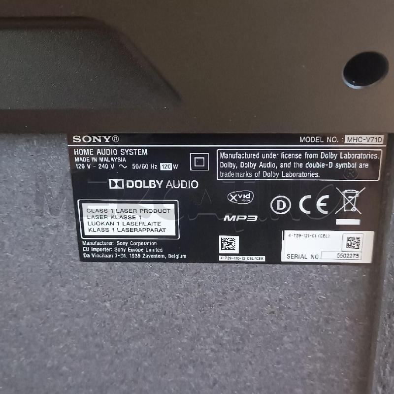 STEREO SONY MULTIFUNZIONE A COLONNA MHC-V71D SNZ TEL | Mercatino dell'Usato Molfetta 5